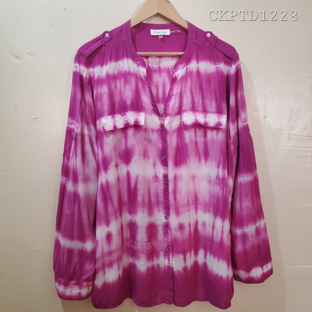 Women's Calvin Klein Pink Tie-dye Top